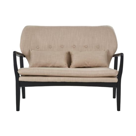 Porrima 2 Seater Sofa In Beige With Black Wood Frame  _2