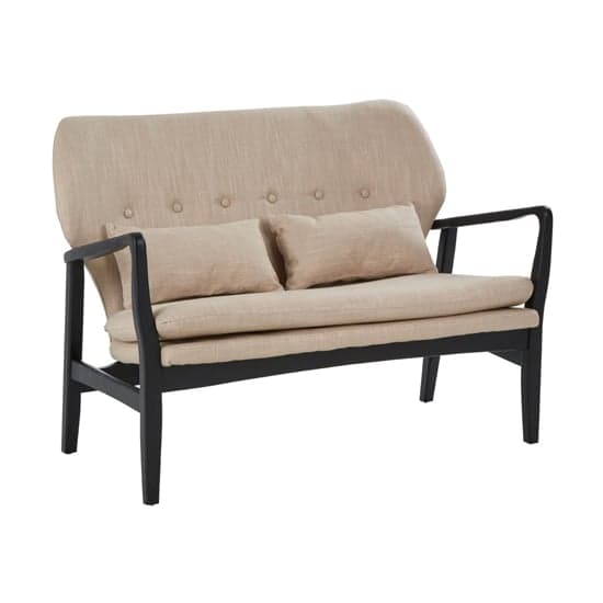 Porrima 2 Seater Sofa In Beige With Black Wood Frame  _1