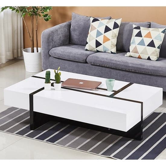 Storm High Gloss Storage Coffee Table In White And Black_1