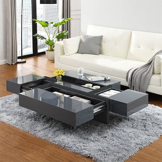 Storm High Gloss Storage Coffee Table In Grey And Black_2