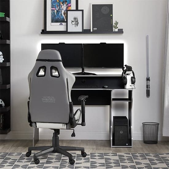 Stormtrooper Faux Leather Childrens Gaming Chair In White_3
