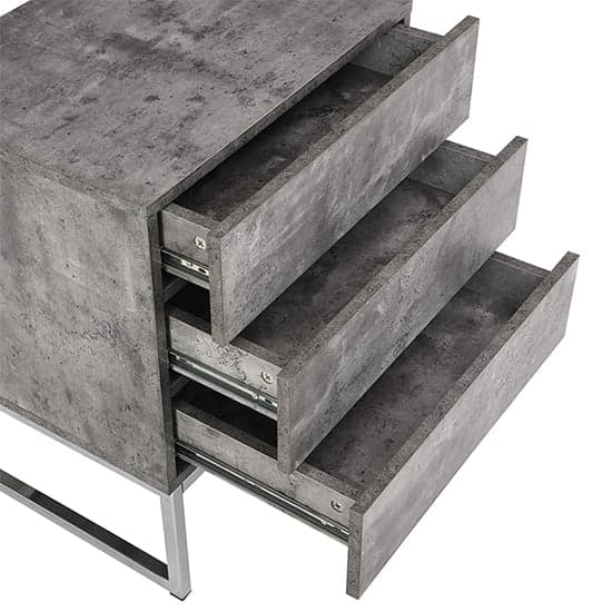 Strada Bedside Cabinet With 3 Drawers In Concrete Effect_7