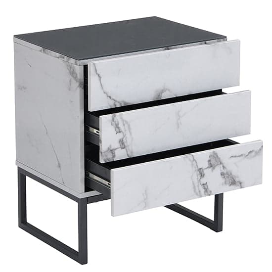 Strada Gloss Bedside Cabinet And 3 Drawer In Diva Marble Effect_4