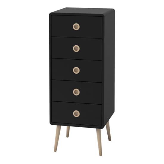 Strafford Wooden Chest Of 5 Drawers Narrow In Black_3