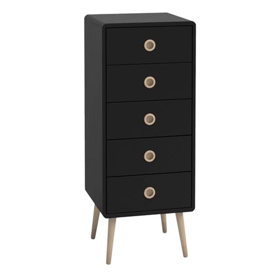 Strafford Wooden Chest Of 5 Drawers Narrow In Black_1