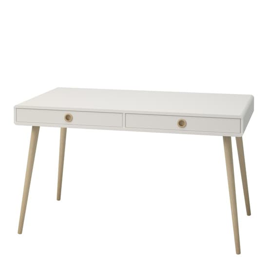 Strafford Wooden Laptop Desk With 2 Drawers In White_3