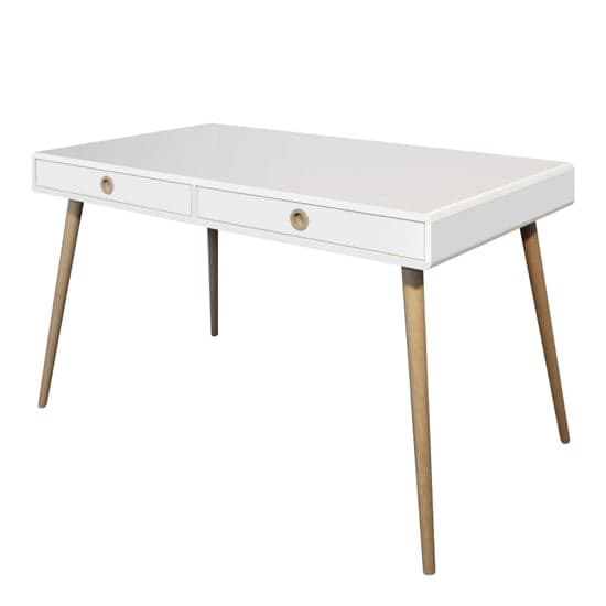 Strafford Wooden Laptop Desk With 2 Drawers In White_4