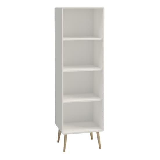 Strafford Narrow Wooden Bookcase In Off White_2