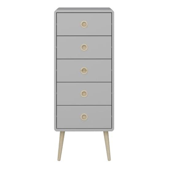 Strafford Narrow Wooden Chest Of 5 Drawers In Grey_2