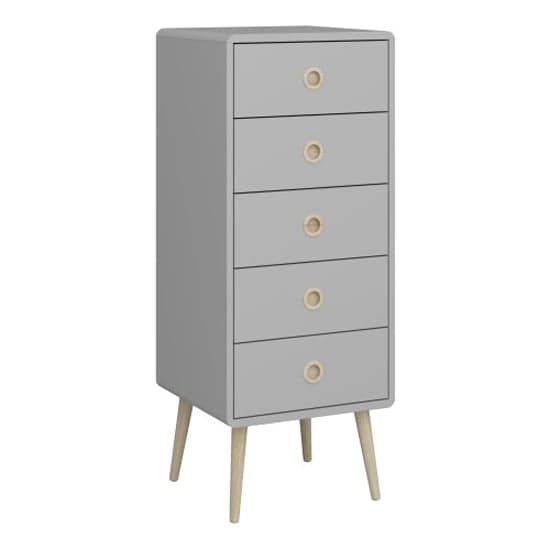 Strafford Narrow Wooden Chest Of 5 Drawers In Grey_1