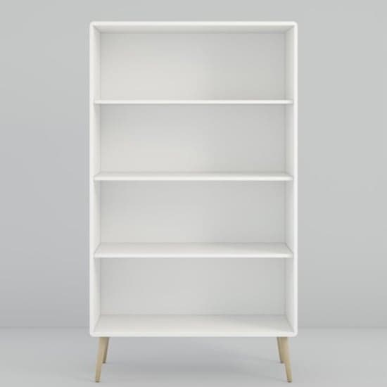 Strafford Wide Wooden Bookcase In Off White
