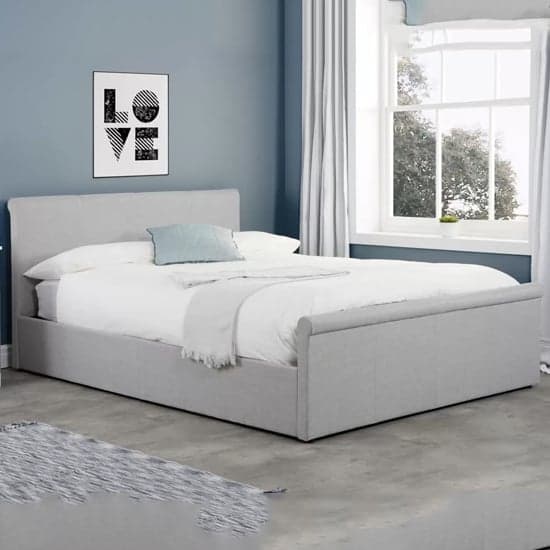 Stratos Side Ottoman Fabric King Size Bed In Grey_1