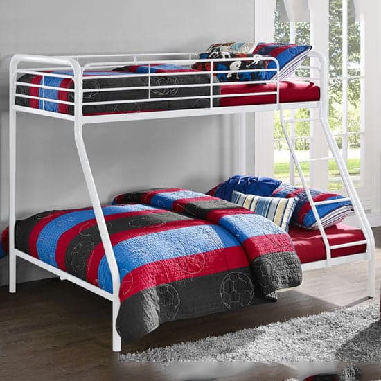 Streatham Metal Single Over Double Bunk Bed In White_1