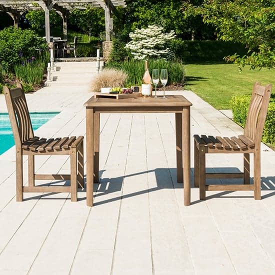 Strox Outdoor Wooden Dining Table With 2 Chairs In Chestnut_2