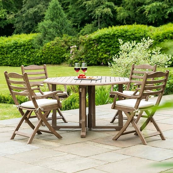 Strox Outdoor Gateleg Dining Table With 4 Folding Armchairs_1