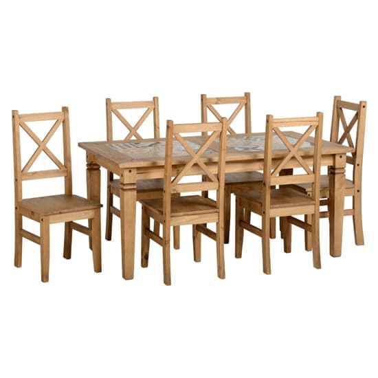 Sucre Tile Top Wooden Dining Table With 6 Chairs In Slate Grey_1