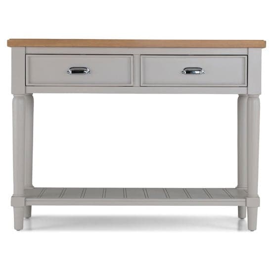 Sunburst Wooden Console Table In Grey And Solid Oak_2