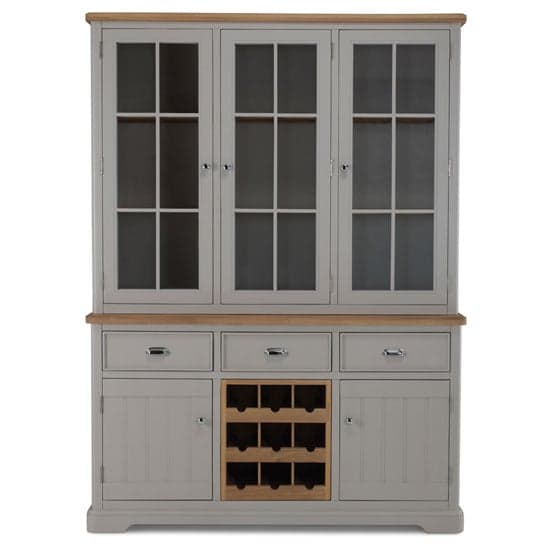 Sunburst Wooden Display Cabinet In Grey And Solid Oak_2