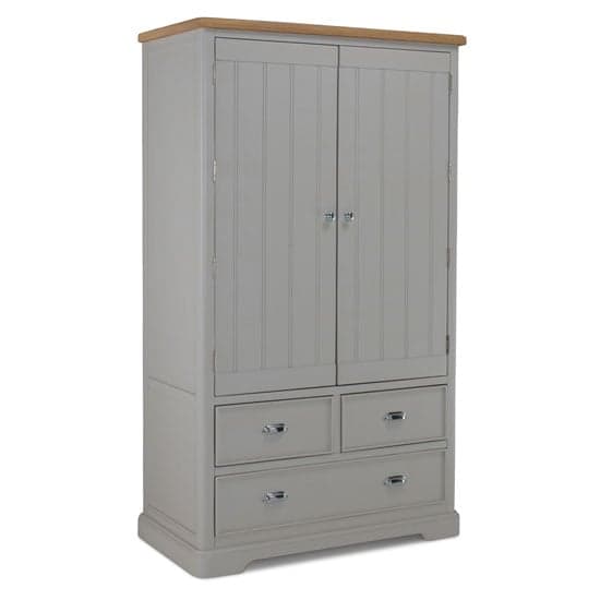 Sunburst Wooden Kitchen Storage Cabinet In Grey And Solid Oak_2