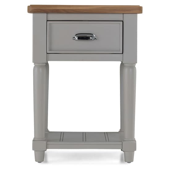 Sunburst Wooden Side Table In Grey And Solid Oak With 1 Drawer_3