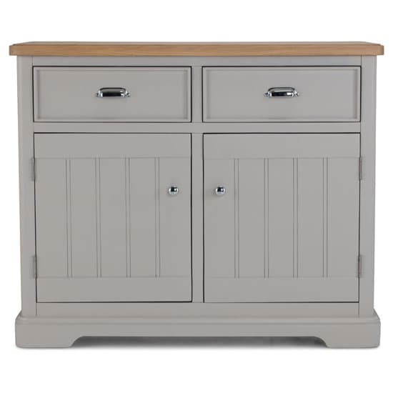 Sunburst Wooden Small Sideboard In Grey And Solid Oak_3
