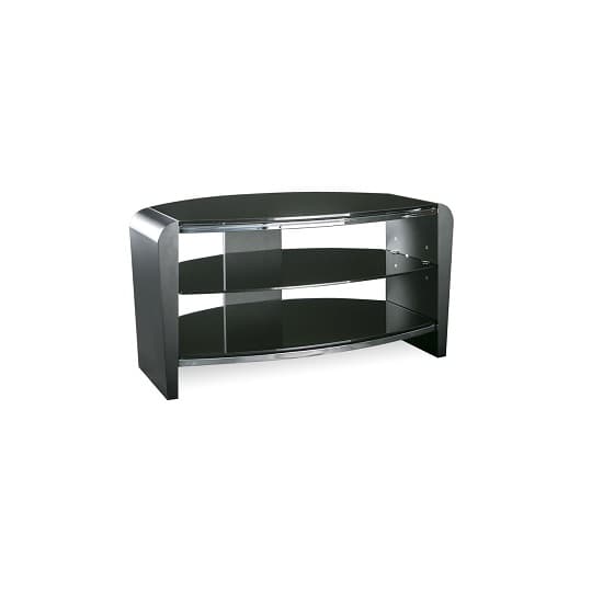 Finchley Wooden TV Stand In Black Wood With Black Glass_2