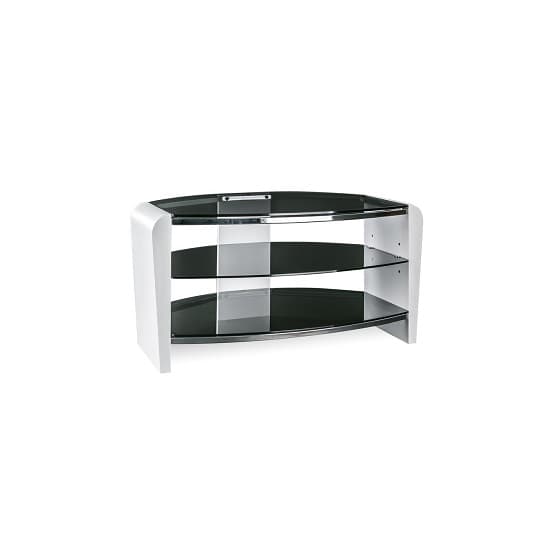 Finchley Wooden TV Stand In White Wood With Black Glass_2