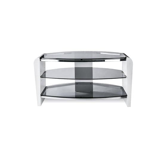Finchley Wooden TV Stand In White Wood With Black Glass_3