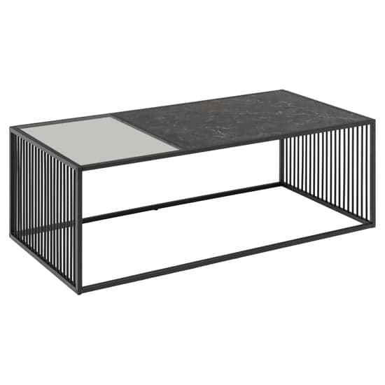 Surf Glass And Wooden Coffee Table In Black Marble Effect_4