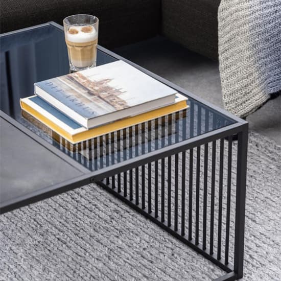 Surf Glass And Wooden Coffee Table With Matt Black Base_5