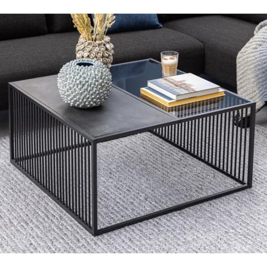 Surf Glass And Wooden Coffee Table With Matt Black Base_1