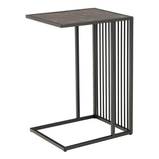 Surf Wooden Side Table In Black Marble Effect_2