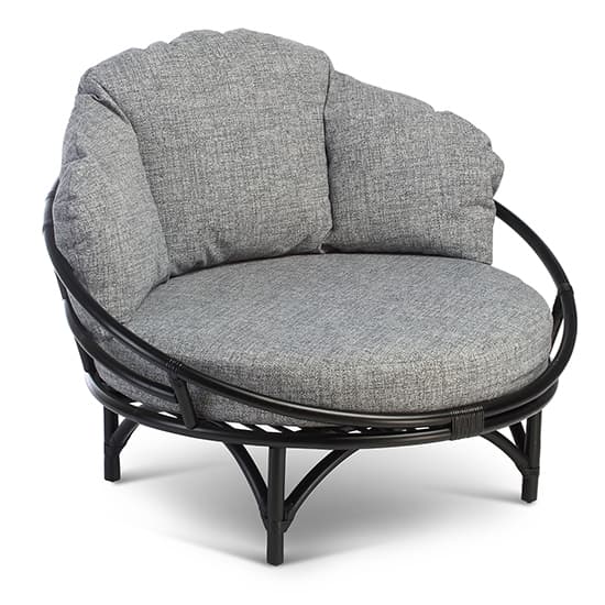 Surgut Rattan Snug Chair In Black With Earth Grey Cushion_2