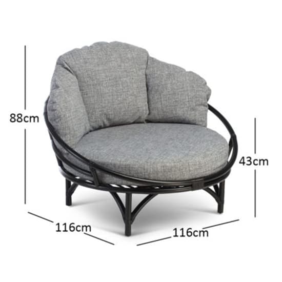 Surgut Rattan Snug Chair In Black With Earth Grey Cushion_3