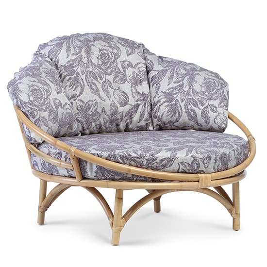 Surgut Rattan Snug Chair In Natural With Floral Lilac Cushion_2