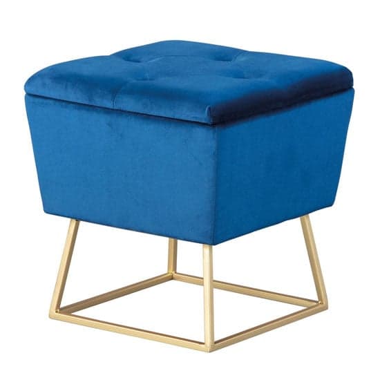 Surin Fabric Storage Ottoman Stool In Blue With Metal Legs_3