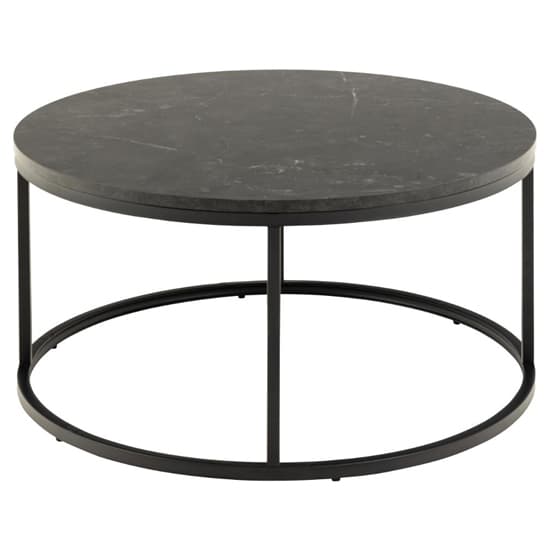 Suva Wooden Coffee Table Round In Black Marble Effect_3
