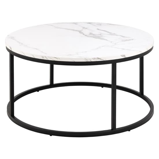 Suva Wooden Coffee Table Round In White Marble Effect Furniture in Fashion