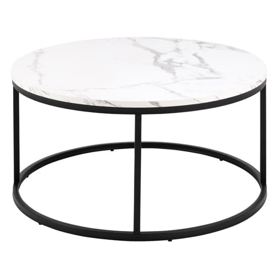 Suva Wooden Coffee Table Round In White Marble Effect_3