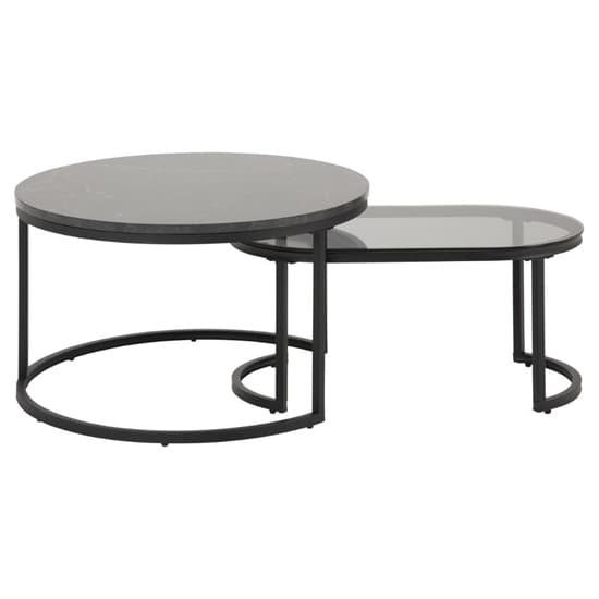 Suva Set Of 2 Coffee Tables In Smoked And Black Marble Effect_3