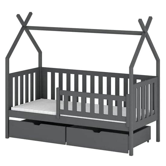 Suva Storage Wooden Single Bed In Graphite With Bonnell Mattress_2