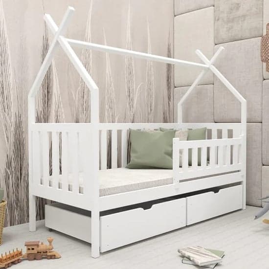 Suva Storage Wooden Single Bed In White With Bonnell Mattress_1