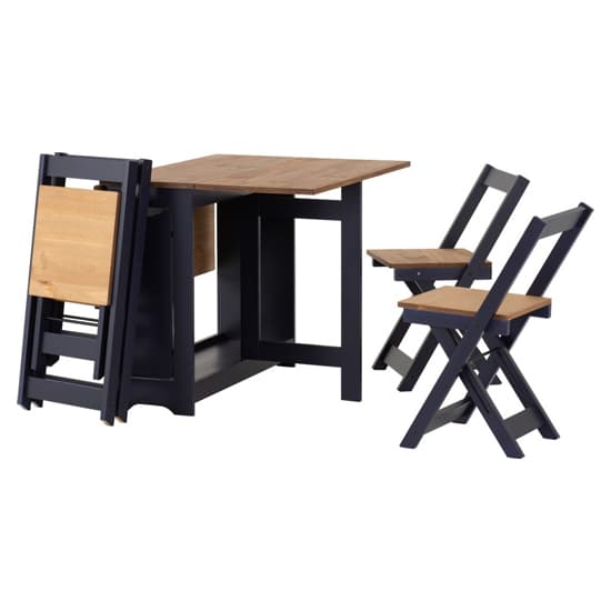 Suva Wooden Butterfly Dining Table With 4 Chairs In Navy Blue_2