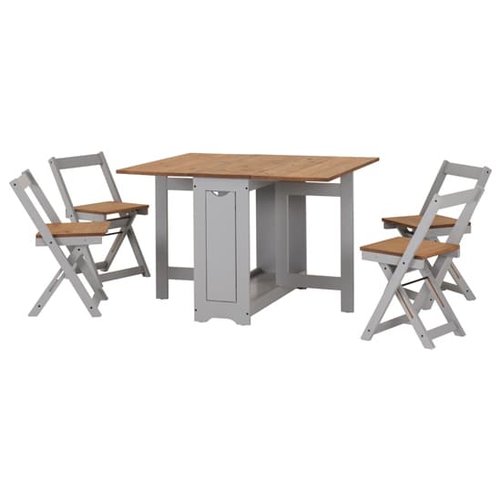 Suva Wooden Butterfly Dining Table With 4 Chairs In Slate Grey_3