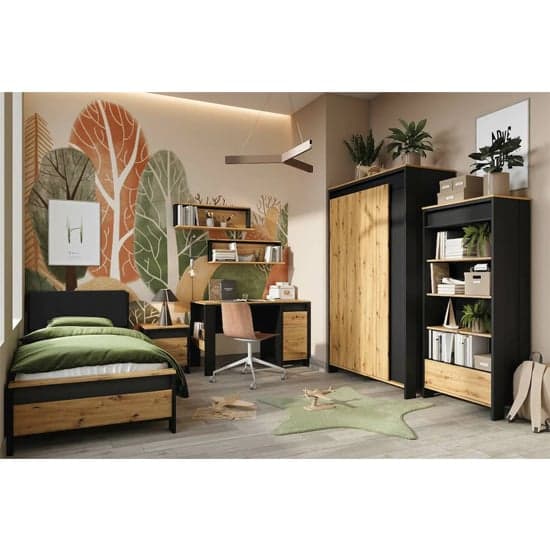 Swift Kids Bedside Cabinet 1 Drawer In Artisan Oak And LED_3