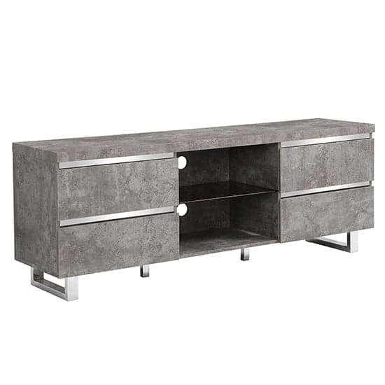 Sydney Wooden TV Stand With 4 Drawers In Concrete Effect_2