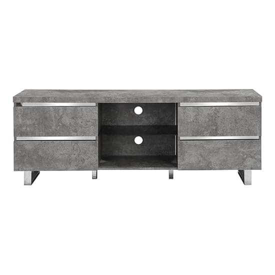 Sydney Wooden TV Stand With 4 Drawers In Concrete Effect_4