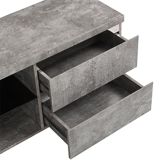 Sydney Wooden TV Stand With 4 Drawers In Concrete Effect_6