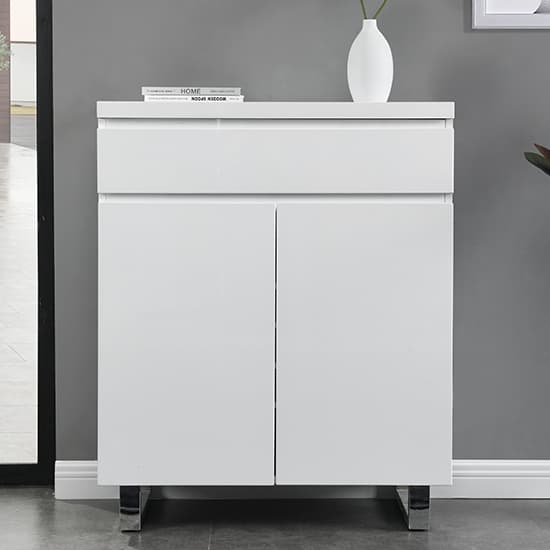 Sydney High Gloss Shoe Cabinet With 2 Door 1 Drawer In White_2