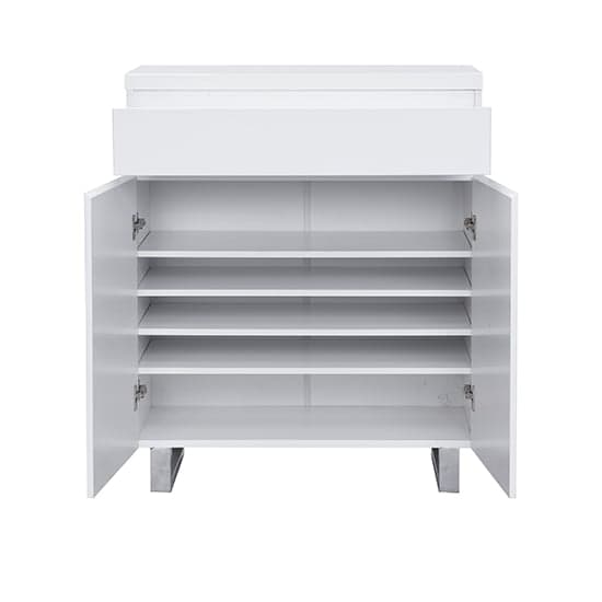 Sydney High Gloss Shoe Cabinet With 2 Door 1 Drawer In White_4